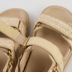 Christian Dior Act Woven Raffia Dad Sandals Beige Size 37.5