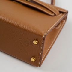 Hermes Mini Kelly Epsom Gold Z Stamp 2021