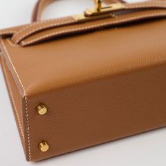 Hermes Mini Kelly Epsom Gold Z Stamp 2021