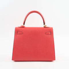 Hermes Kelly 25 Epsom Sellier Rose Jaipur X Stamp 2016