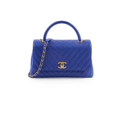 Chanel Medium COCO Handle Caviar Blue Serial 26