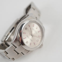 Rolex Oyster Perpetual 31mm Arabic Pink Dial Silver