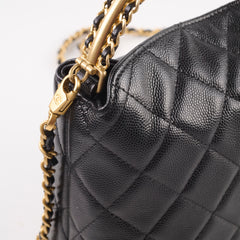 Chanel Seasonal Caviar 24A Clutch with Chain Black