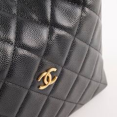 Chanel Seasonal Caviar 24A Clutch with Chain Black