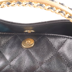 Chanel Seasonal Caviar 24A Clutch with Chain Black