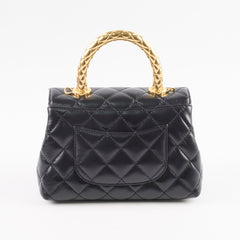 Chanel Mini Coco Handle Shiny Calfskin Black Microchip