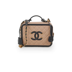 Chanel Filigree Vanity Case Beige/Black