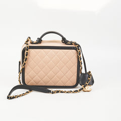 Chanel Filigree Vanity Case Beige/Black