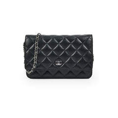 Chanel Caviar Wallet on Chain WOC Black Microchipped