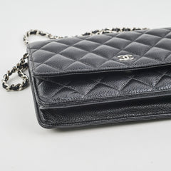 Chanel Caviar Wallet on Chain WOC Black Microchipped