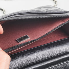 Chanel Caviar Wallet on Chain WOC Black Microchipped