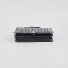 Chanel Boy Caviar Black Wallet On Chain WOC