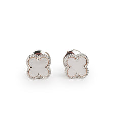 Van Cleef and Arpels Sweet White Gold Mother of Pearl MOP Earrings