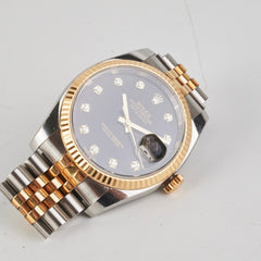 Rolex 36mm Datejust Two Toned with Diamonds Black - 116233
