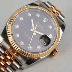 Rolex 36mm Datejust Two Toned with Diamonds Black - 116233
