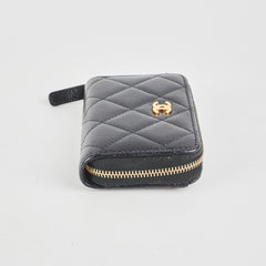 Chanel Zipper Card Holder Caviar Black