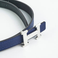 Hermes Reversible Leather Belt 75cm /1.3cm Noir/Bleu Saphir
