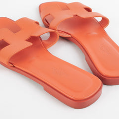 Hermes Oran Slides Orange Size 37