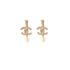Chanel Drop CC Logo Pearl Earrings