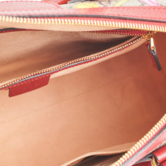 Gucci Red/Beige GG Supreme Flora Medium Ophidia Boston Bag
