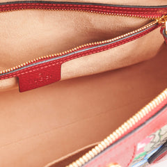 Gucci Red/Beige GG Supreme Flora Medium Ophidia Boston Bag