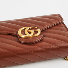 Gucci GG Marmont Matelasse Mini Bag Tan WOC Wallet on chain