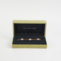 ITEM 22 - Van Cleef & Arpels Vintage Alhambra 5-Motif Yellow Gold, White Mother of Pearl Bracelet