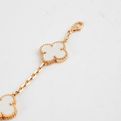 ITEM 22 - Van Cleef & Arpels Vintage Alhambra 5-Motif Yellow Gold, White Mother of Pearl Bracelet