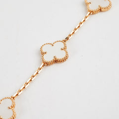 ITEM 22 - Van Cleef & Arpels Vintage Alhambra 5-Motif Yellow Gold, White Mother of Pearl Bracelet