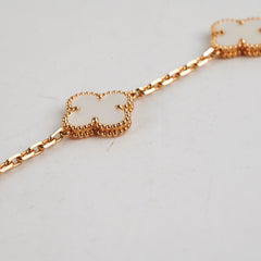 ITEM 22 - Van Cleef & Arpels Vintage Alhambra 5-Motif Yellow Gold, White Mother of Pearl Bracelet