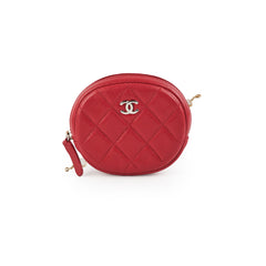 Chanel Round Red Caviar Coin Pouch