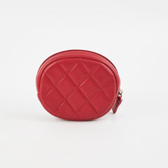 Chanel Round Red Caviar Coin Pouch