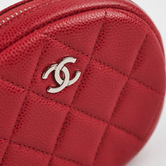Chanel Round Red Caviar Coin Pouch