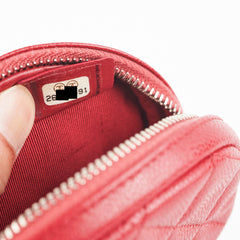 Chanel Round Red Caviar Coin Pouch
