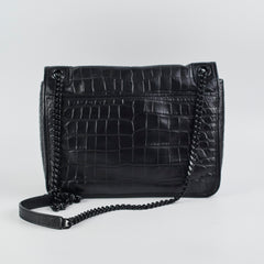 Saint Laurent Black Niki Medium In Crocodile-Embossed Leather