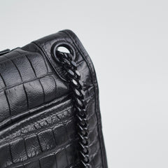 Saint Laurent Black Niki Medium In Crocodile-Embossed Leather