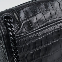 Saint Laurent Black Niki Medium In Crocodile-Embossed Leather