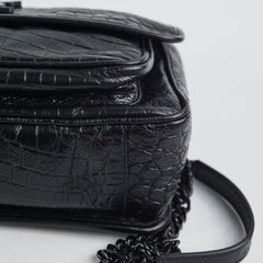 Saint Laurent Black Niki Medium In Crocodile-Embossed Leather