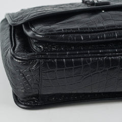 Saint Laurent Black Niki Medium In Crocodile-Embossed Leather