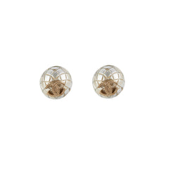 Chanel Costume CC Round Pearl Earrings