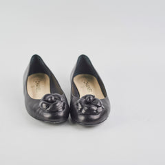 Chanel Camellia Ballet Flats Black Size 37.5