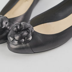 Chanel Camellia Ballet Flats Black Size 37.5