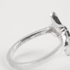Louis Vuitton 18k White Gold Fleur Ring Size 54