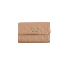 Chanel CC Trifold Wallet Caviar Dark Beige (Microchipped)