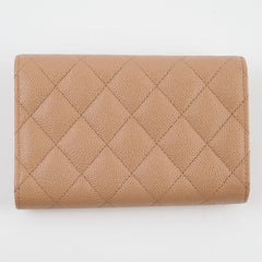 Chanel CC Trifold Wallet Caviar Dark Beige (Microchipped)
