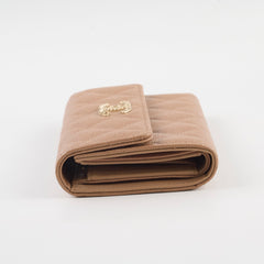 Chanel CC Trifold Wallet Caviar Dark Beige (Microchipped)