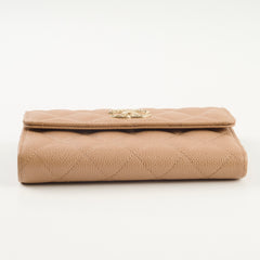 Chanel CC Trifold Wallet Caviar Dark Beige (Microchipped)