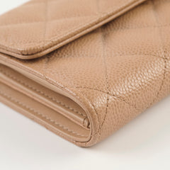 Chanel CC Trifold Wallet Caviar Dark Beige (Microchipped)