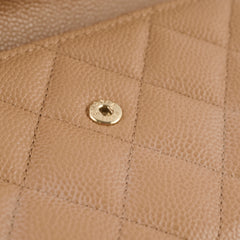 Chanel CC Trifold Wallet Caviar Dark Beige (Microchipped)