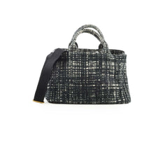 Prada Tweed Tote Black/White